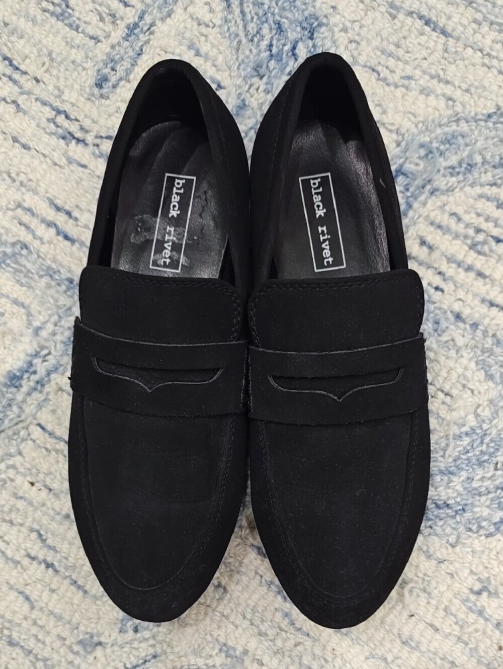 Black Rivet Women's Janelle Black Suede Penny Loafers - Classic Slip-On Style - Picture 6 of 7